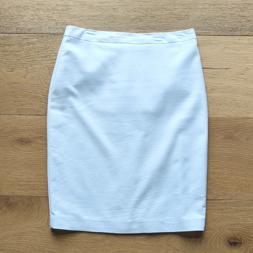 Cleo | White Pencil Midi Skirt with Slit